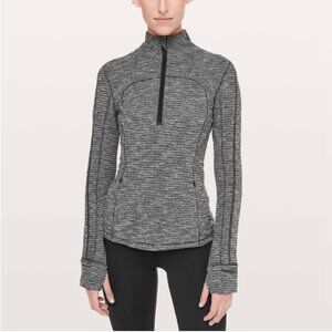Lululemon Run Briskly 1/4 Zip in Coco Pique Black White - Size 10